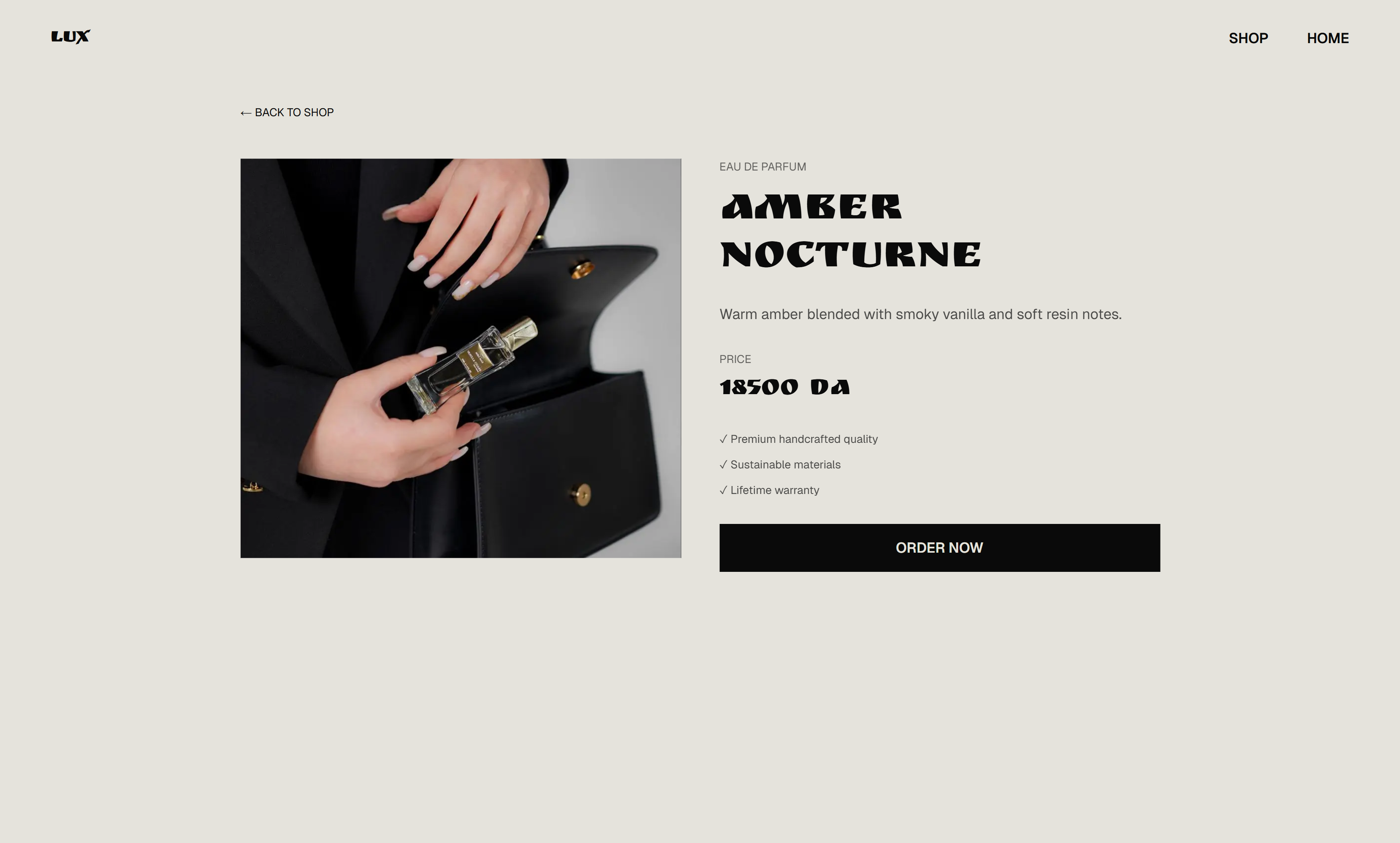 Product detail page